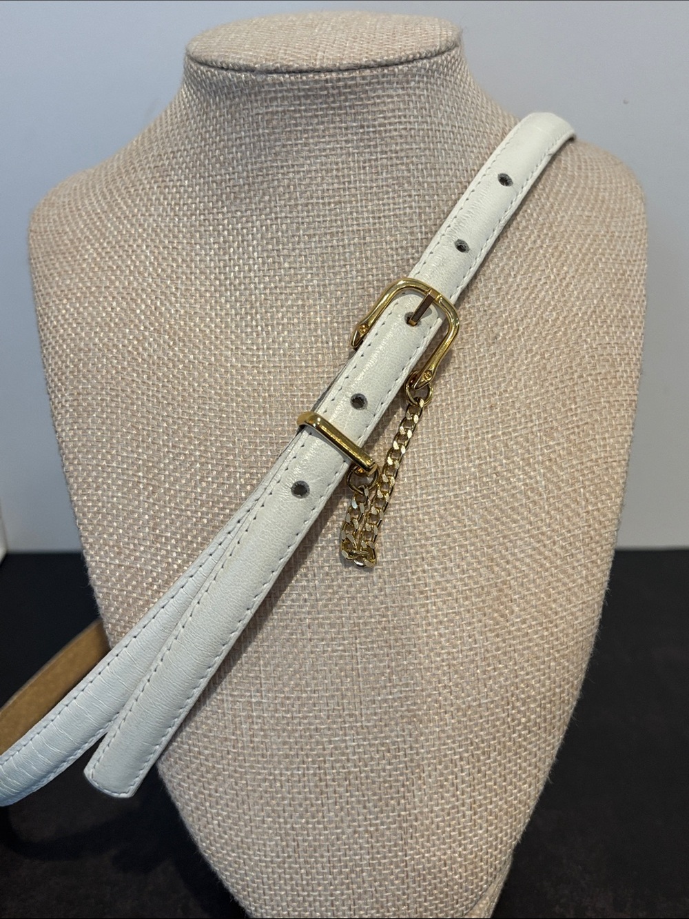 Vintage 80s Accessories by Pearl White Leather Belt sz M